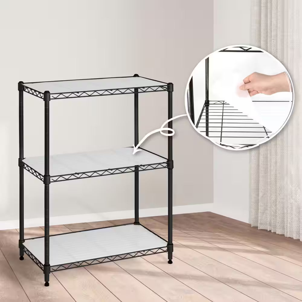 Black 3-Tier Adjustable Height Welded Steel Garage Storage Shelving Unit with Liner (24 In. W X 30 In. H X 14 In. D)