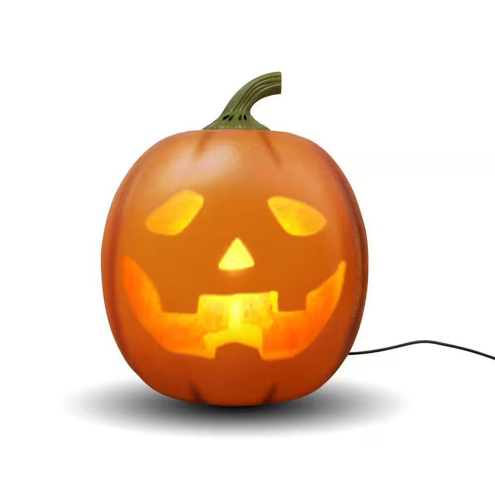 Jabberin' Jack 12 In. Animated Built-In Projector and Speaker USB or Battery Orange Pumpkin Halloween Decor