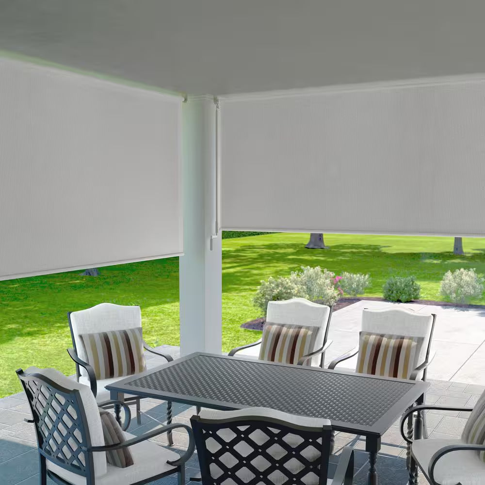 Stone Cordless UV Blocking Fade Resistant Fabric Exterior Roller Shade 72 In. W X 96 In. L