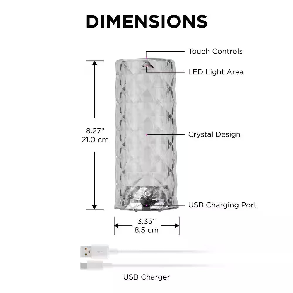 8.5 In. Crystal Indoor Touch Table Light Rose