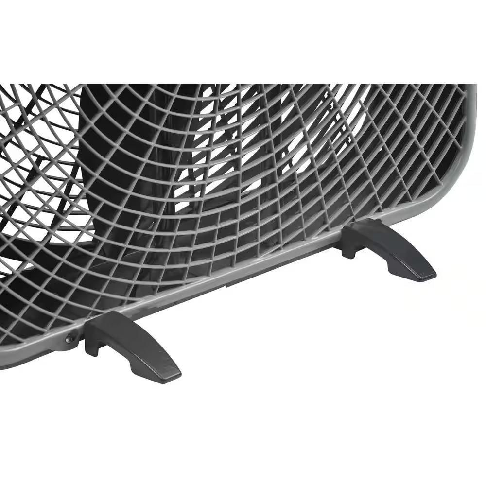 Power plus 20 In. 3 Speed Box Fan for Home in Gray with Weather Shield Design for Window Use, 2000 CFM, Carry Handle
