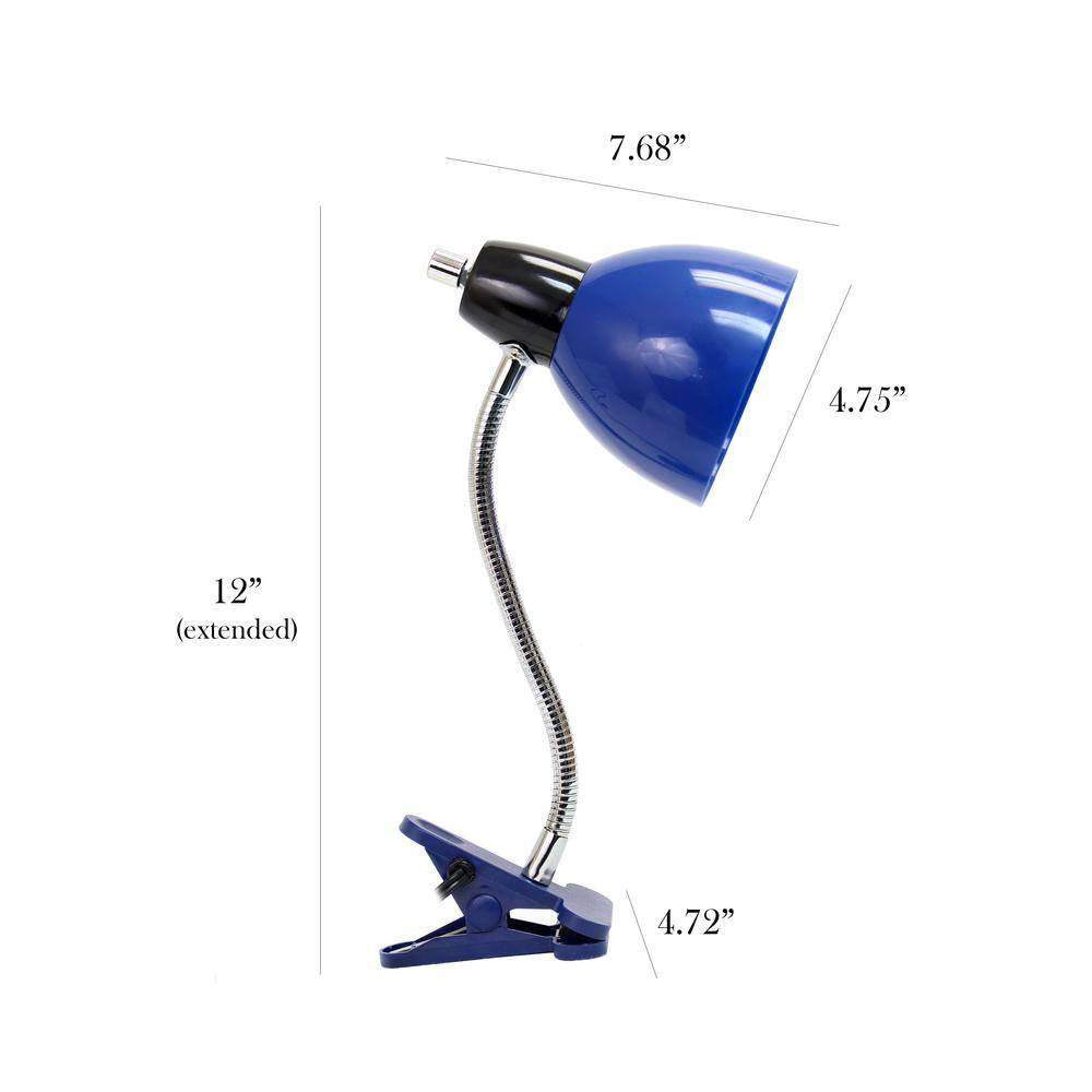 17 In. Blue Clip Lamp Light with Black Base