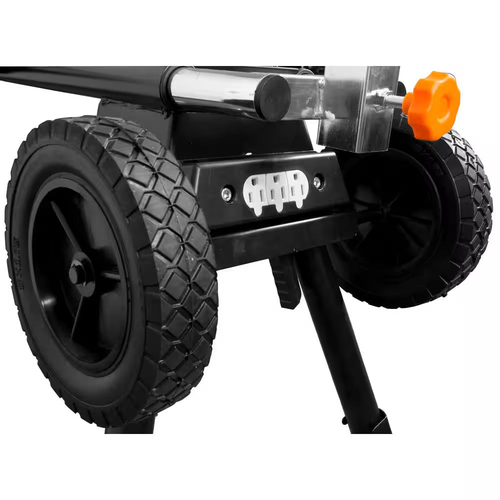 Collapsible Rolling Miter Saw Stand with 3 Onboard Outlets