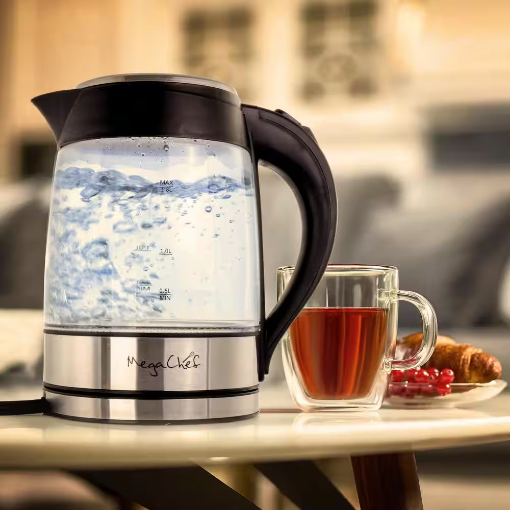 1.8 L Glass and Stainless Steel Electric Tea Kettle