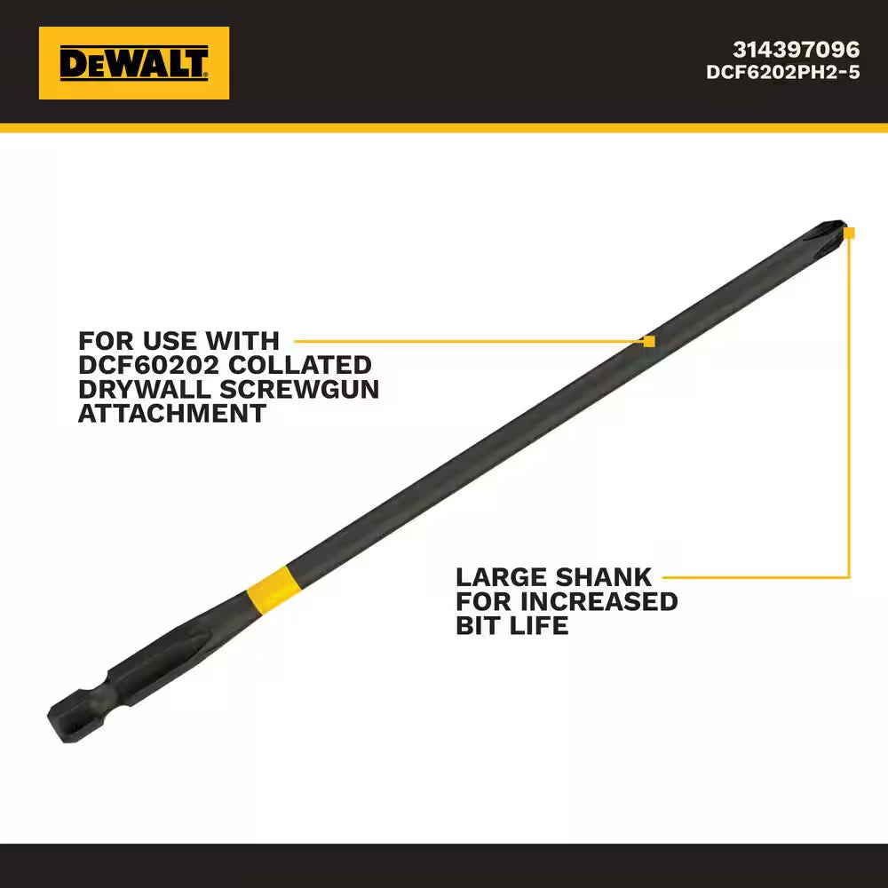 #2 Phillips Bit for Collated Drywall Screwgun (5-Pack)