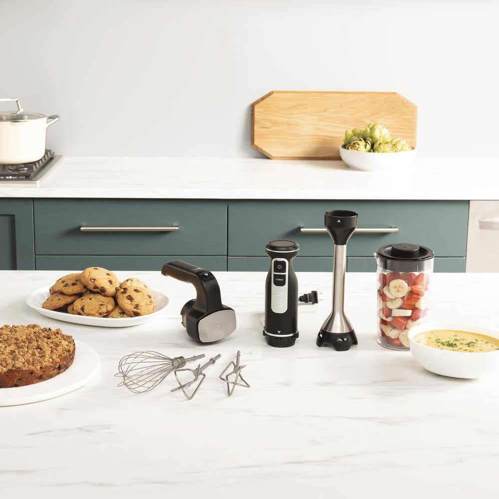 Foodi Power Mixer System, 5-Speed Black Immersion Blender and Hand Mixer