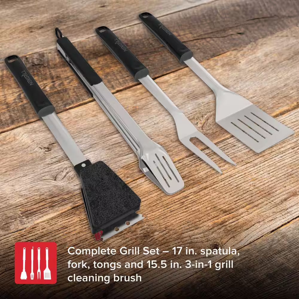 4 Pieces Grill Stainless Steel Tool Set