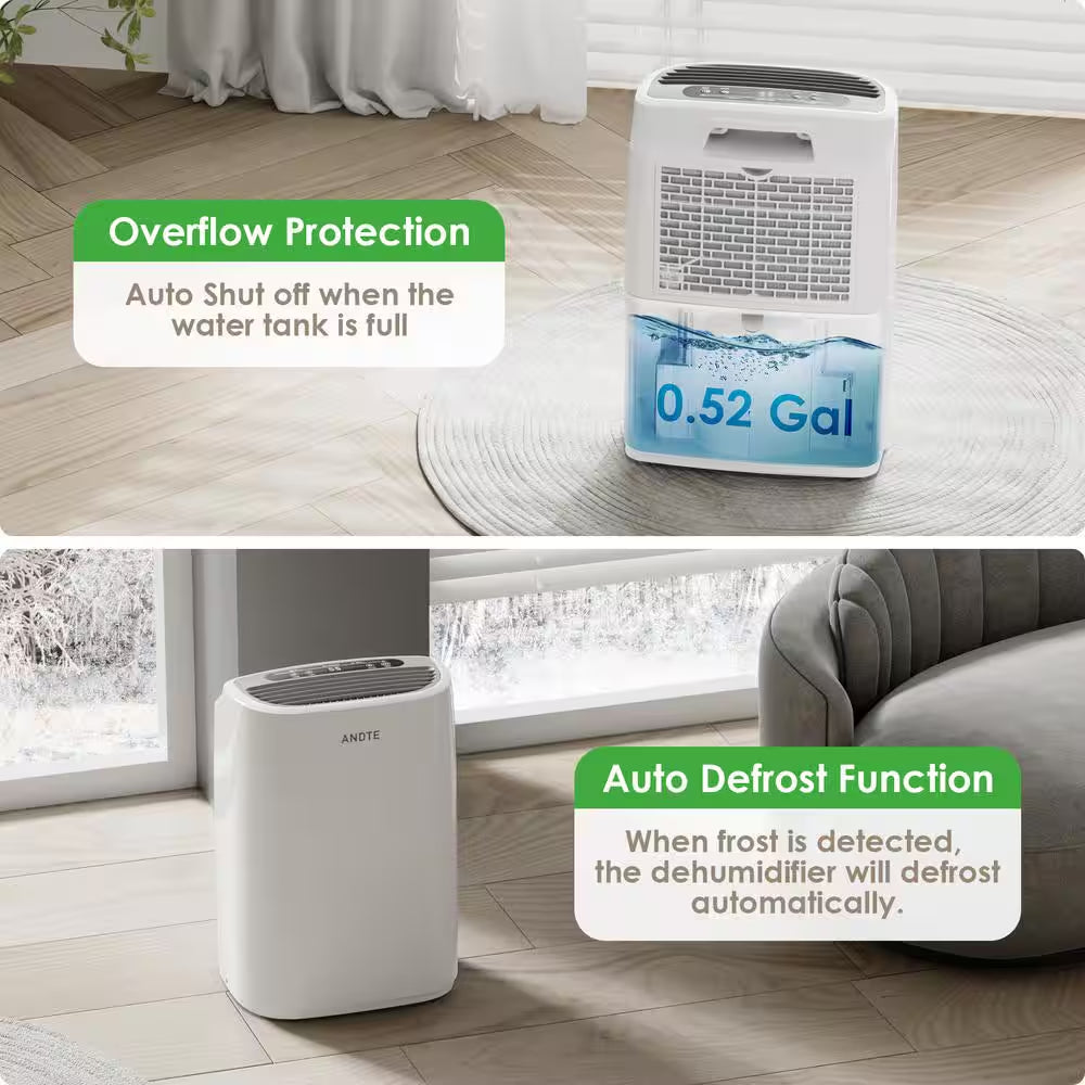 34 Pt. 2500 Sq.Ft. Large Home Dehumidifier with Drain and Water Tank, Indoor, White