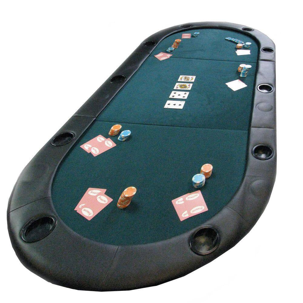 Foldable Poker Table Top with Cupholders and Padded Edges, Green