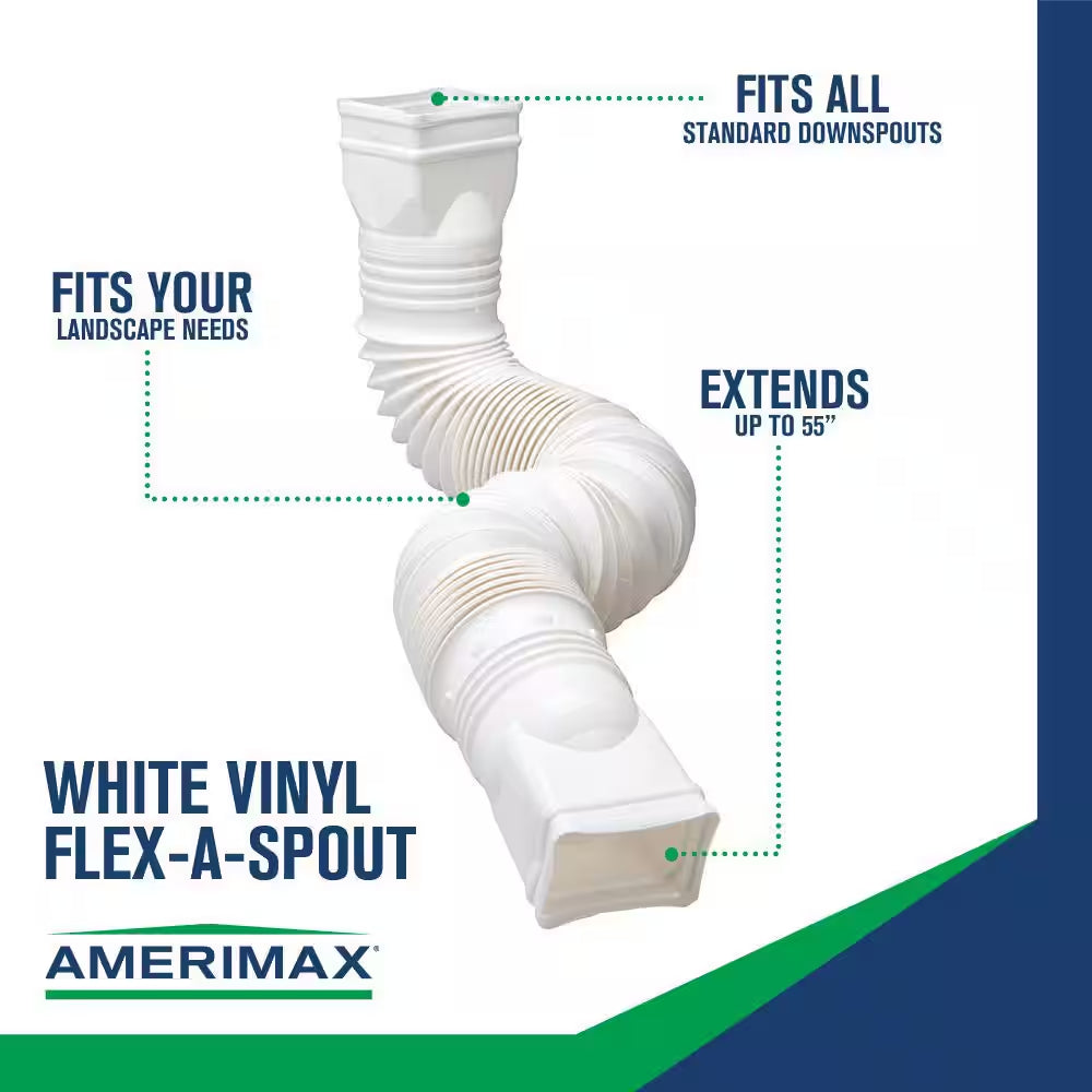 Flex a Spout 55 In. White Vinyl Downspout Extension