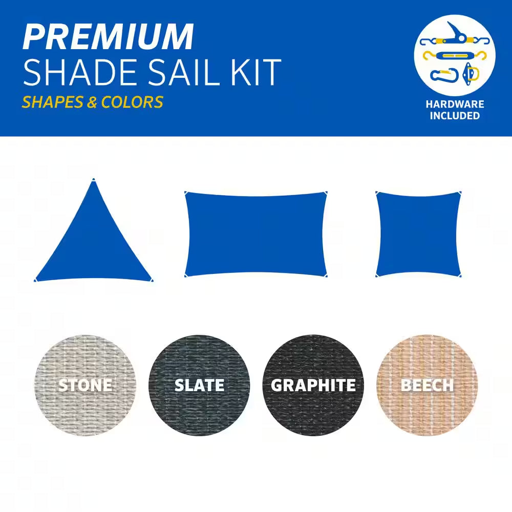 Premium Triangle 16.42 Ft. X 16.42 Ft. Stone Shade Sail Kit