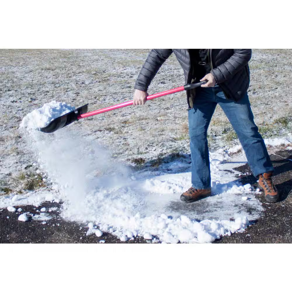 22 In. Combination Snow Shovel with Fiberglass D-Grip Handle