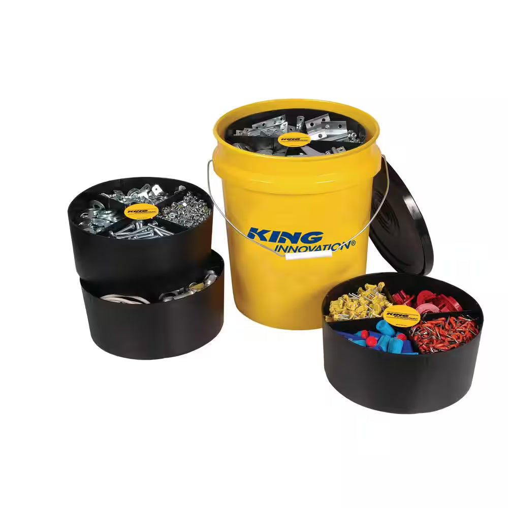 Contractor Storage Organizer Pail with Lid and Trays