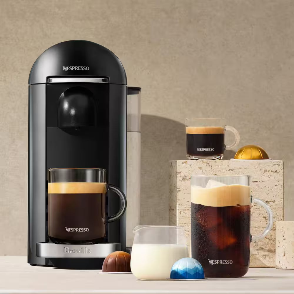 Nespresso Vertuoplus Deluxe 1 Cup Coffee and Espresso Machine in Piano Black