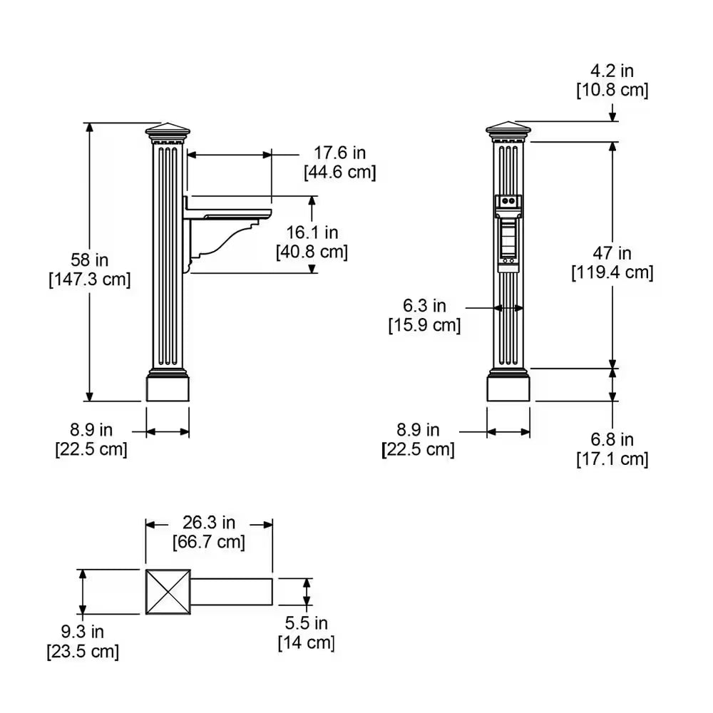 Manchester Decorative Polyethylene Mailbox Post, Black
