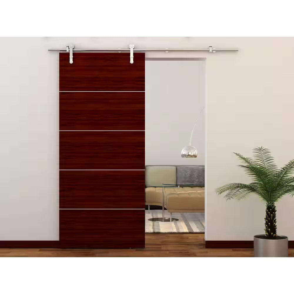 96 In. Stainless Steel Strap Sliding Door Hardware Kit for Wood or Glass Door