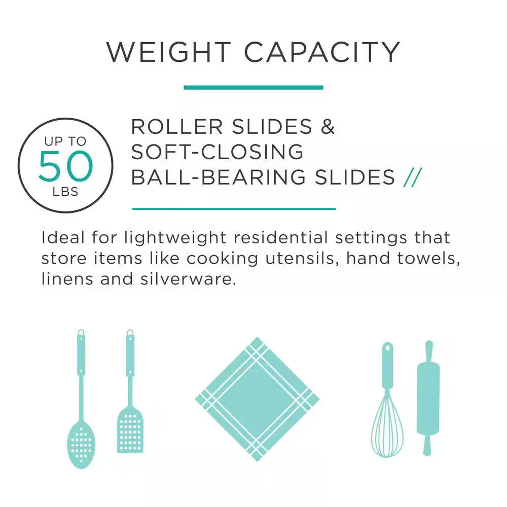 1 Pair 14 In. Self-Closing Bottom Mount Drawer Slide Set 1-Pair (2 Pieces)