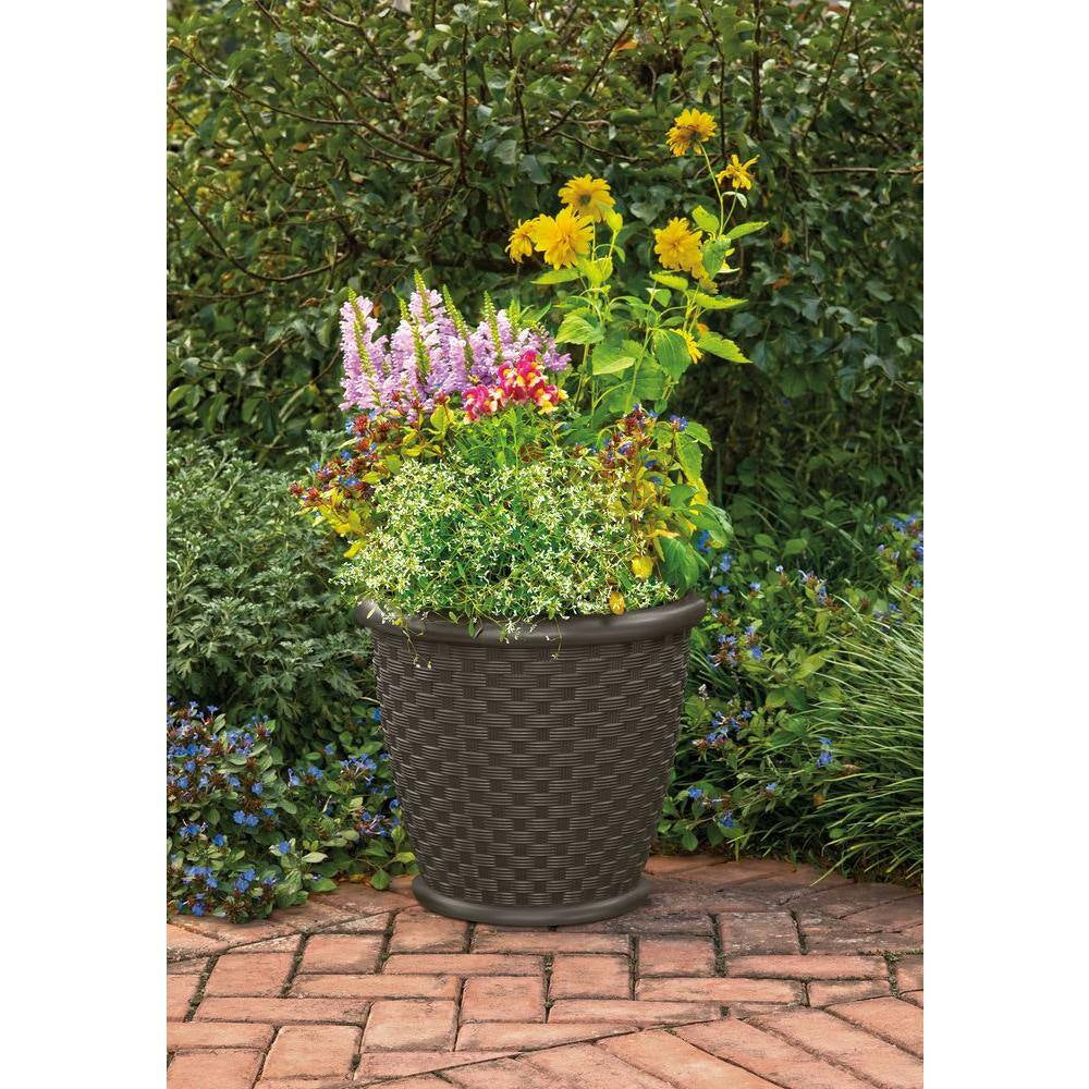 Sonora 22 In. round Java Blow Molded Plastic Planter (2-Pack)