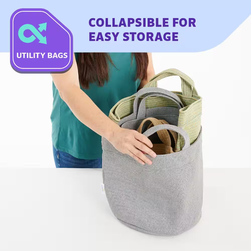 Assorted Gallon Size Reusable Fabric Collapsible Storage Bin with Handles Desert Sand (3-Pack)