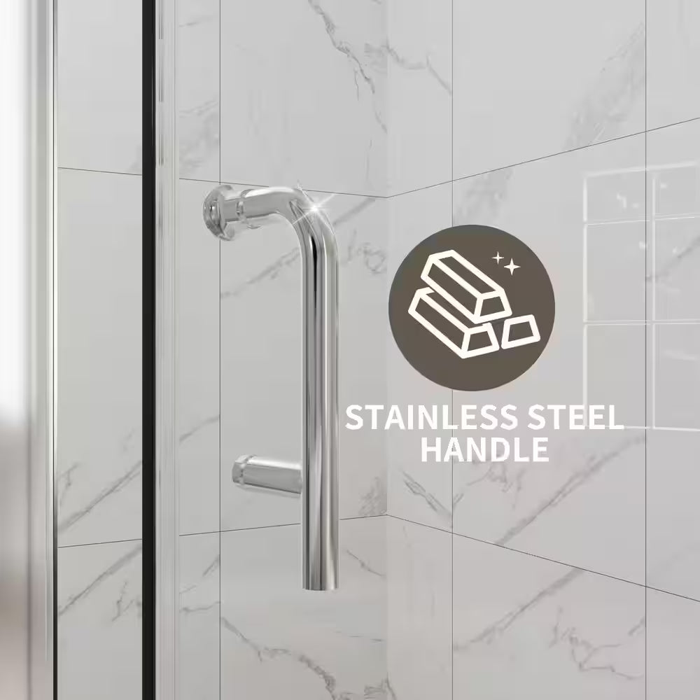 24-26 In. W X 72 In.H Frameless Pivot Shower Door in Chrome with Clear Glass