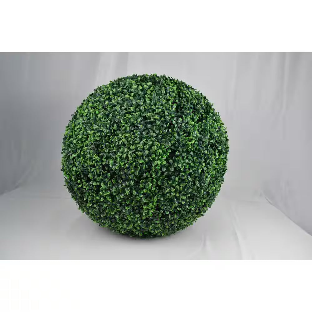 20 In. 2 Piece Artificial Boxwood Tree Ball UV Proof Faux Topiary Ball Lifelike Greenery Balls Outdoor Indoor