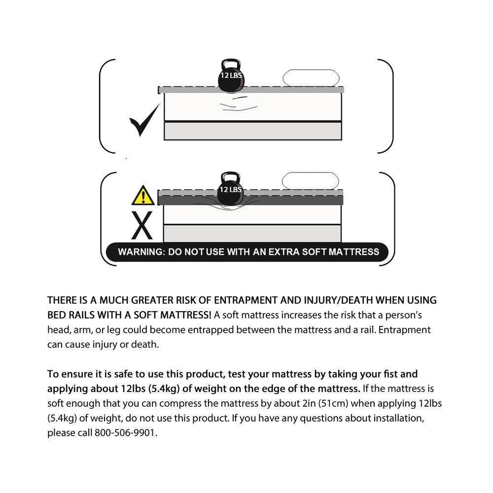17 In. Sturdy Bed Rail with Adjustable Support Legs and Organizer Pouch in Brown