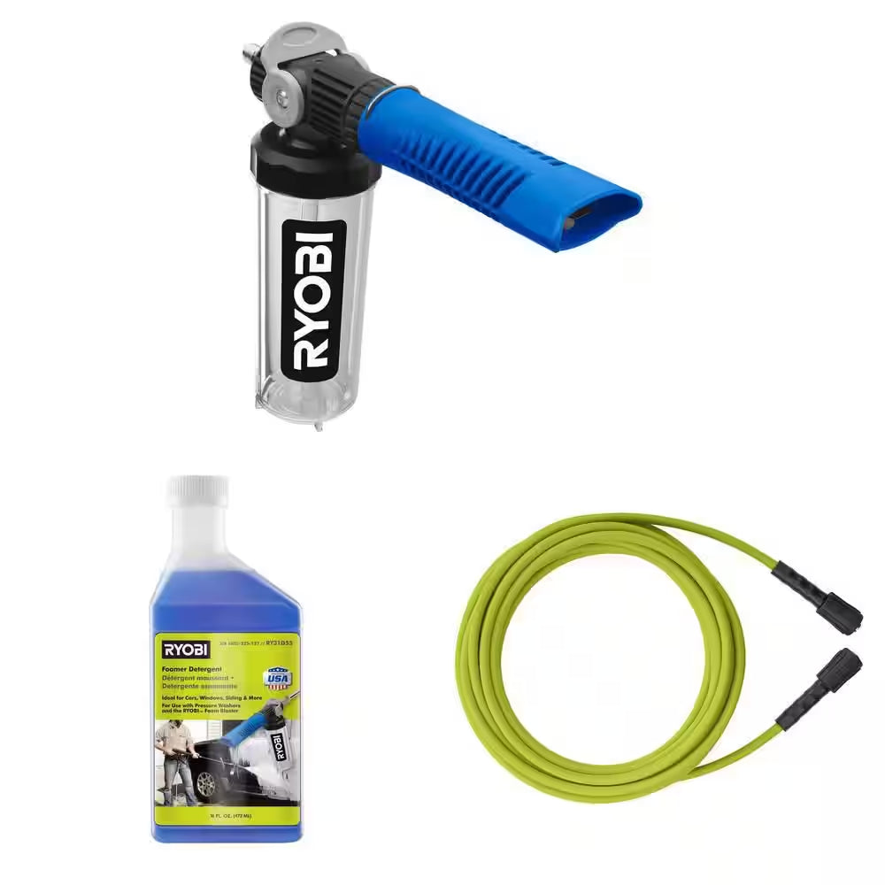 Pressure Washer Foam Blaster, 16 Oz. Detergent Refill and 1/4 In. X 35 Ft. 3,300 PSI Hose Combo