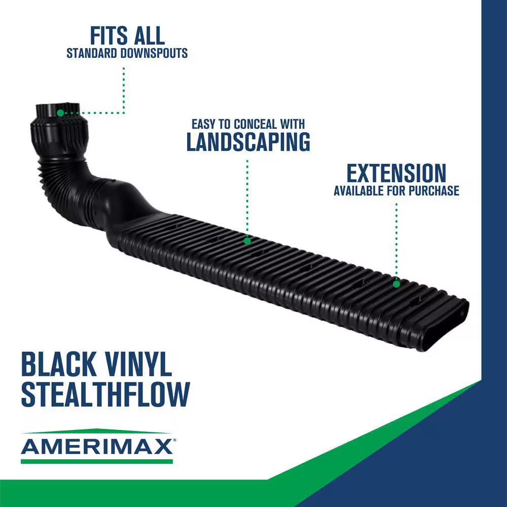 Stealth Flow 43 In. Black Vinyl Low Profile Downspout Extension Kit