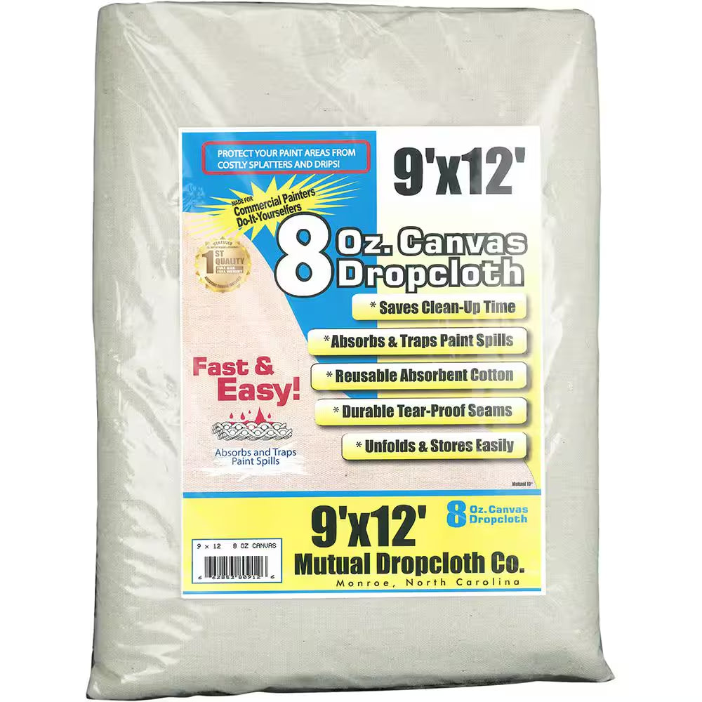 9 Ft. X 12 Ft. 8 Oz. Natural Canvas Drop Cloth