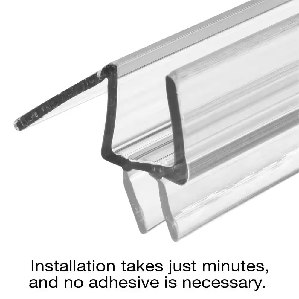 Frameless Shower Door Bottom Seal, 3/8 In. X 36 In., Vinyl, Clear