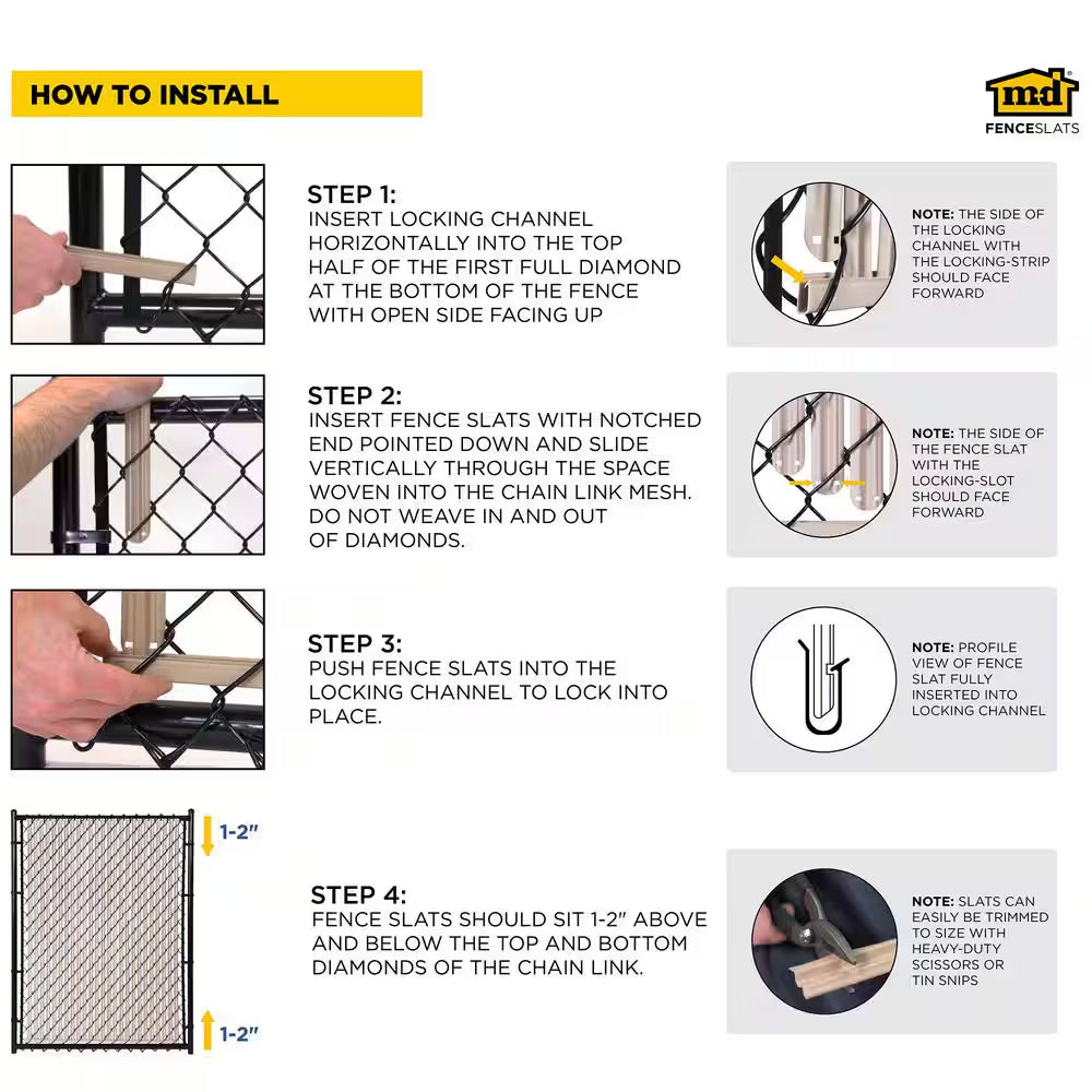 6 Ft. X 10 Ft. Composite Vinyl White Chain Link Privacy Fence Slat