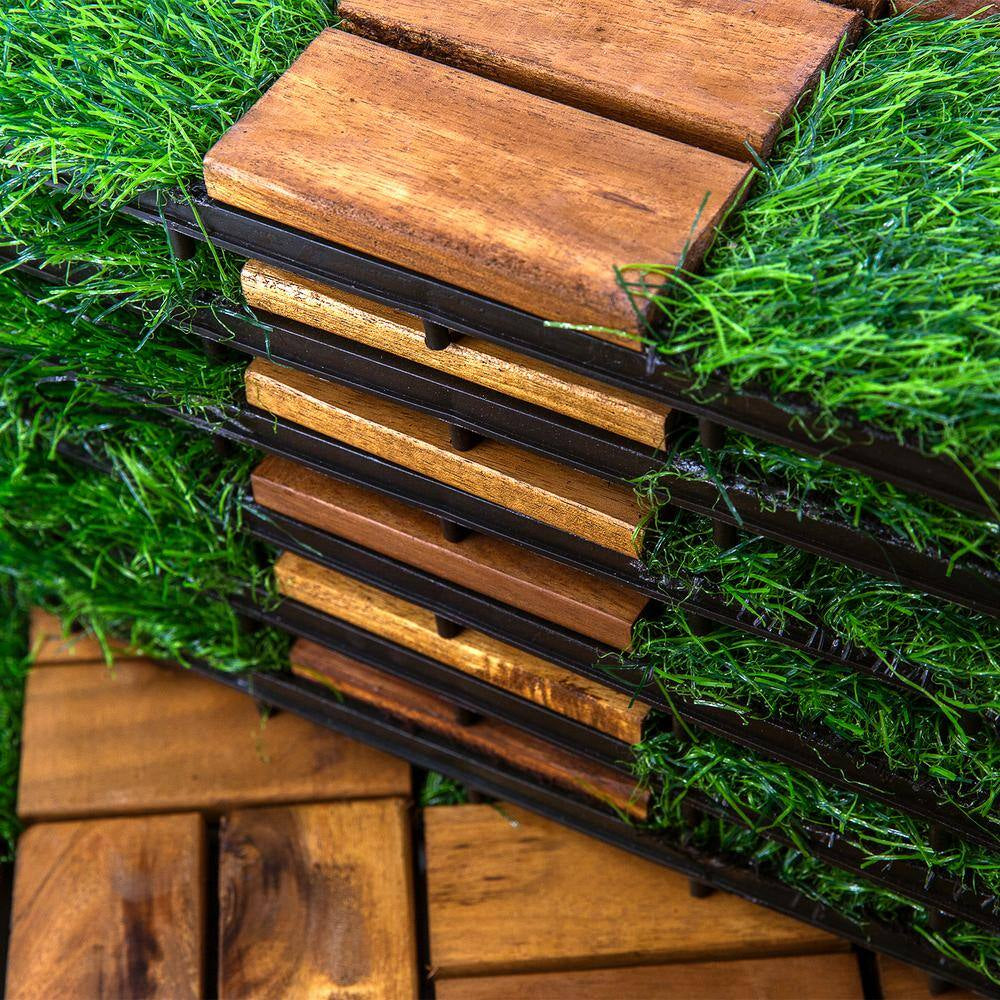 1Ft.X 1Ft. Interlocking Solid Hardwood Acacia Wood Deck Tile(10-Piece per Carton)