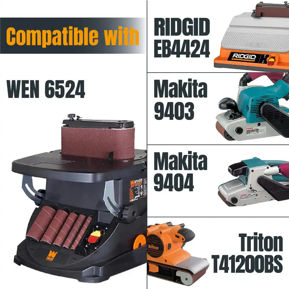 4 In. X 24 In. 60/80/120/180/240/400-Grits Aluminum Oxide Sanding Belt Assortment for Portable Belt Sander (12-Pack)