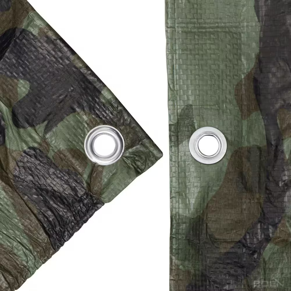 10 Ft. X 12 Ft. Multi-Purpose Camouflage Poly Tarp Cover 6 Mil Thick Weave Material, Waterproof