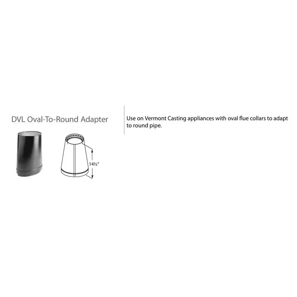 Model DVL Double Wall Stove Pipe 6In. Diameter Oval-To-Round Adapter