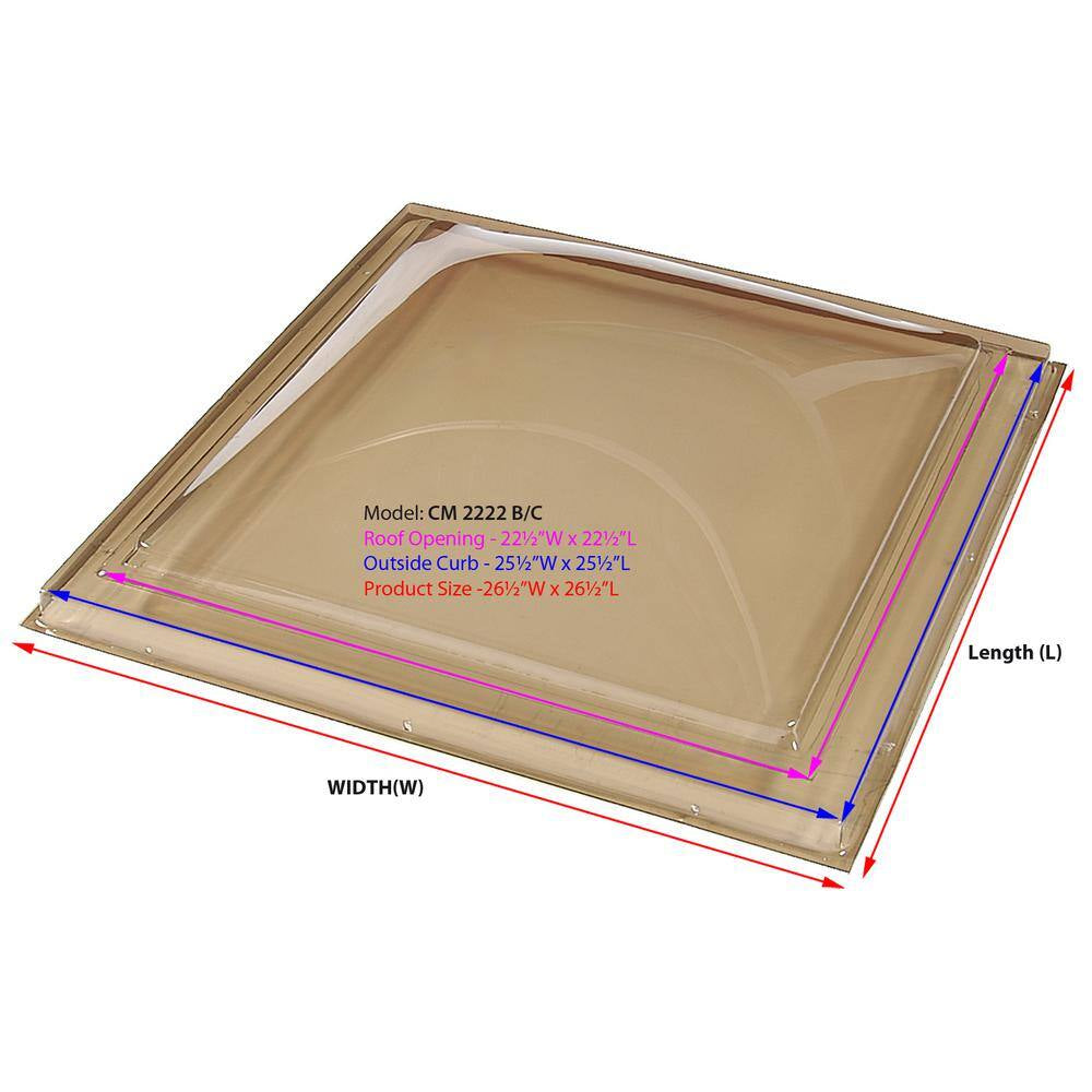 22-1/2 In. X 22-1/2 In. Polycarbonate Fixed Curb Mount Skylight