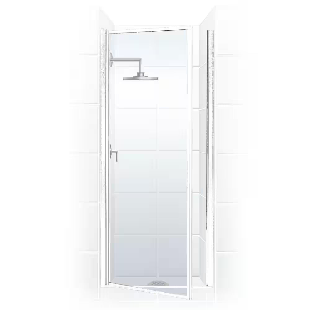 Legend 31.625 In. to 32.625 In. X 64 In. Framed Hinged Shower Door in Platinum with Clear Glass