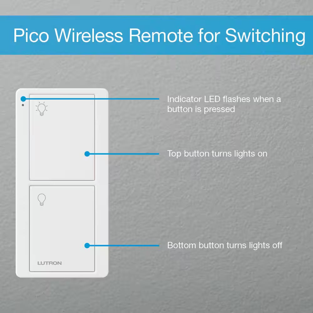 Pico Smart Remote (2-Button On/Off) for Caseta Smart Switch, White (PJ2-2B-GWH-L01)