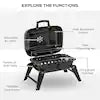 14 In. Iron Porcelain Portable Folding Outdoor Tabletop Charcoal Barbecue Grill in Black with Compact Design