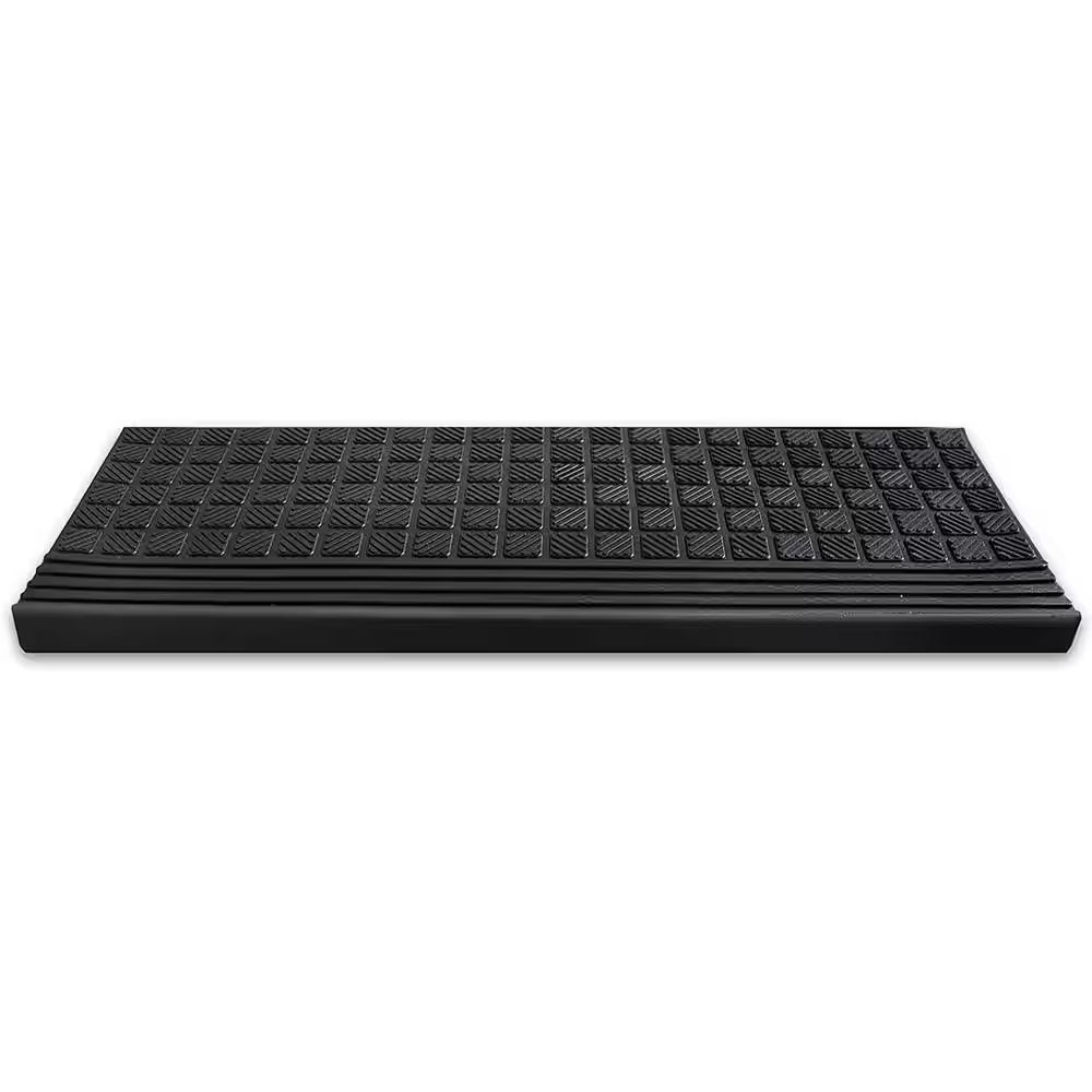 Easy Clean, Waterproof, Low Profile Non-Slip Indoor/Outdoor Rubber Stair Treads, 10 In. X 26.5 In. (Set of 5), Black