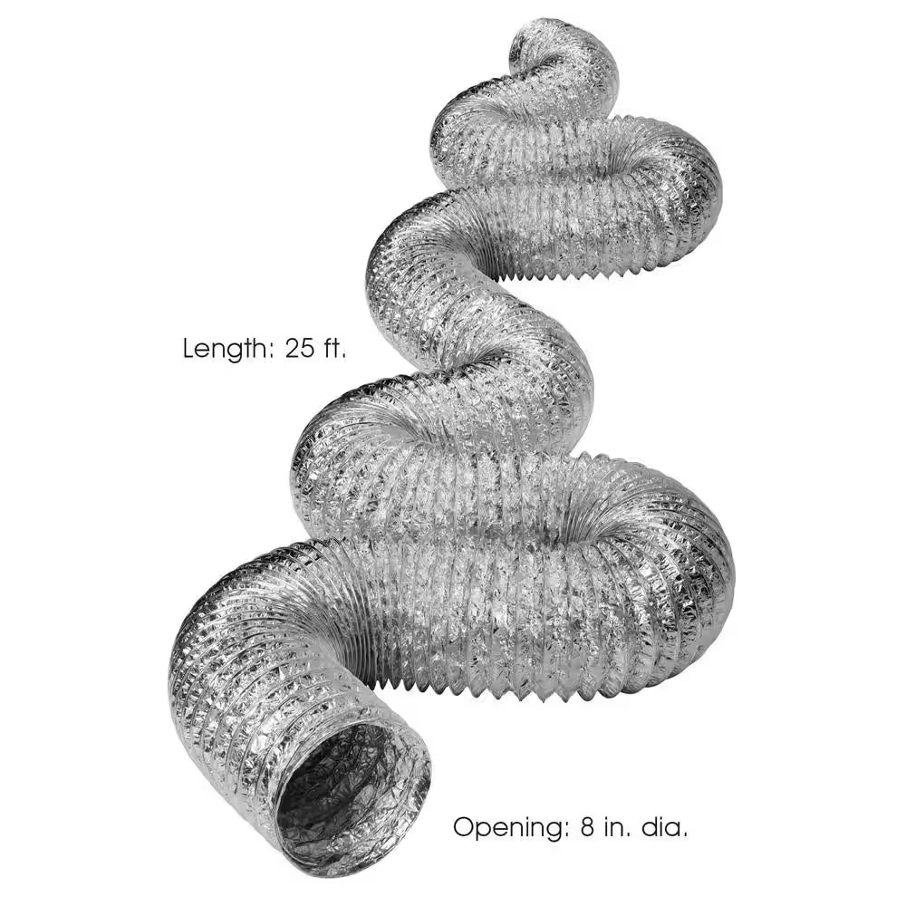 8 In. X 25 Ft. Non-Insulated Flexible Aluminum Duct with Scrim