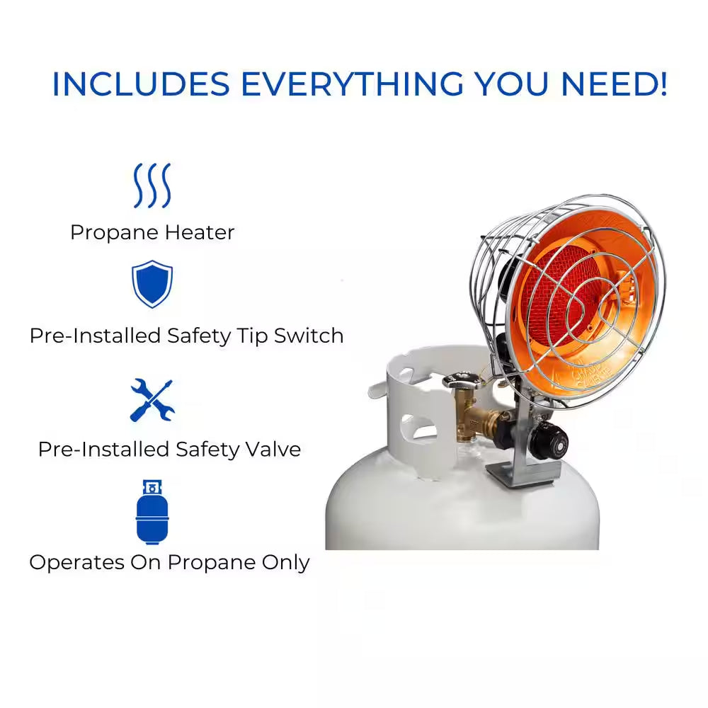 Infra-Red Tank Top Propane Heater - Single Burner, 15,000 BTU, Model# FBDTP15