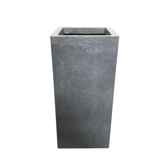 24 In. Tall Slate Gray Lightweight Concrete Rectangle Modern Outdoor Planter