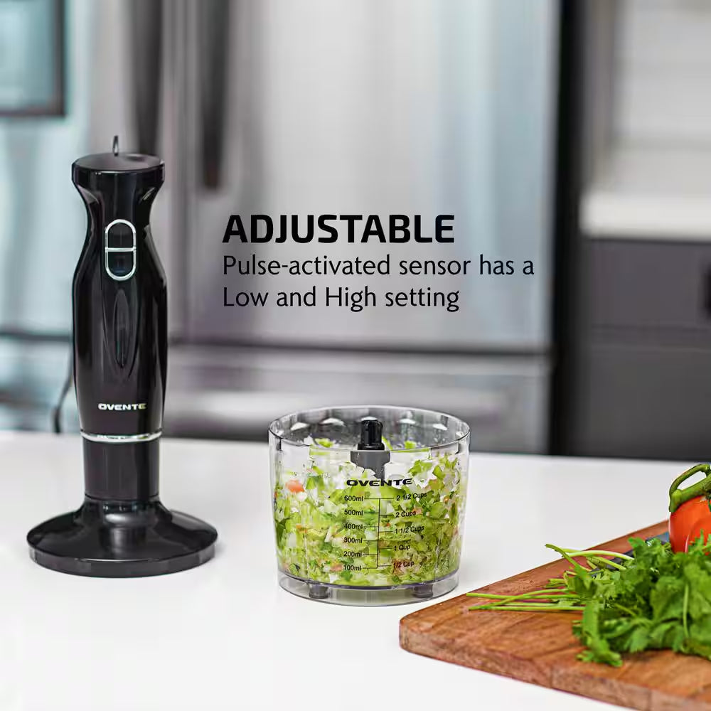 Ultra-Stick 2-Speed Black Hand Immersion Blender Set with Whisk+Beaker+Chopper