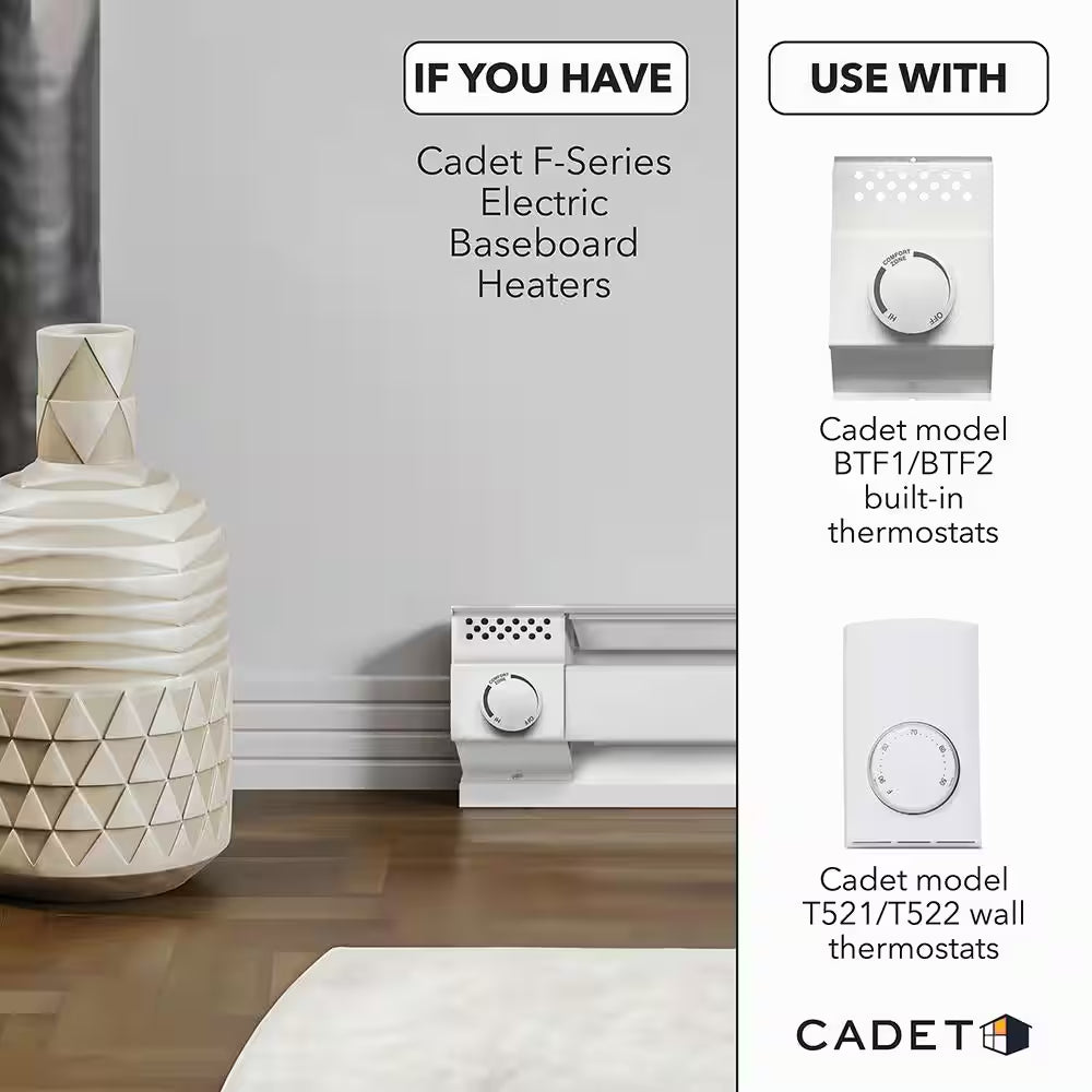 Single-Pole 22 Amp Line Voltage 120/240-Volt Mechanical Electric Baseboard Heater Mounted Thermostat in White