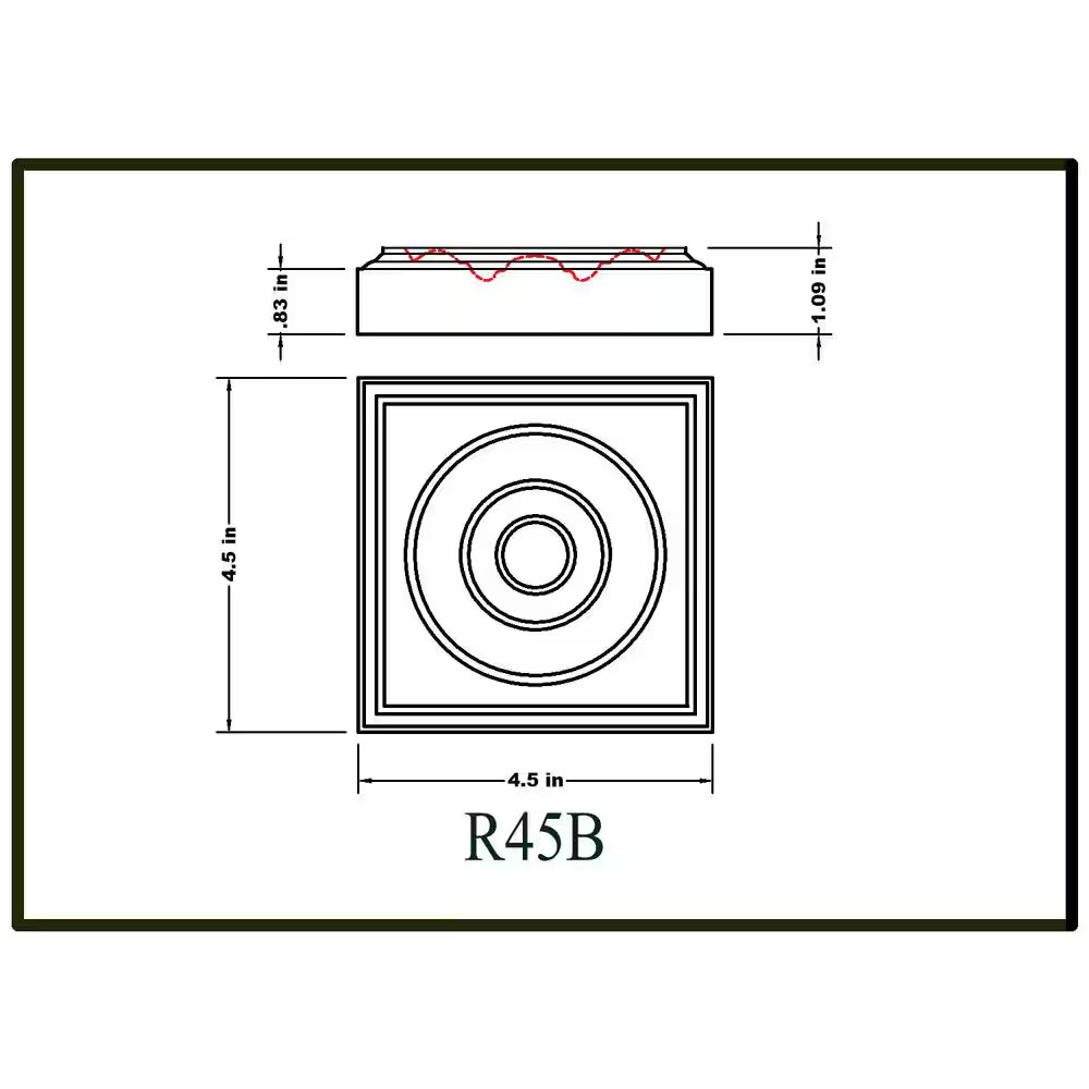 1-1/8 In. X 4-1/2 In. X 4-1/2 In. Hardwood Rosette Block Molding