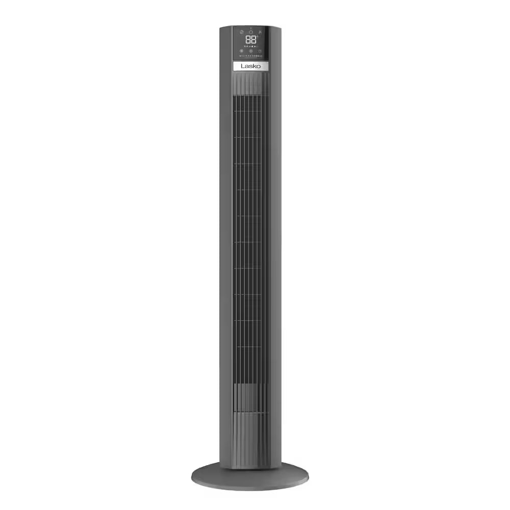 Xtra Air 48 In. 12-Speed Smart Tower Fan in Gray W/ DC Motor, Works W/ Alexa, Google, Whisper Quiet, Remote, 12 In. Dia