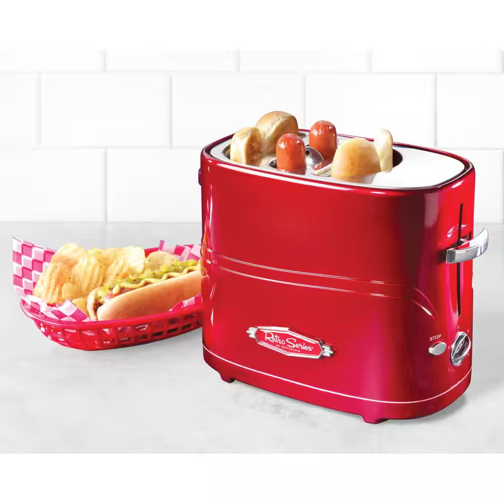 Pop-Up 2-Hot Dog and Bun Toaster with Mini Tongs