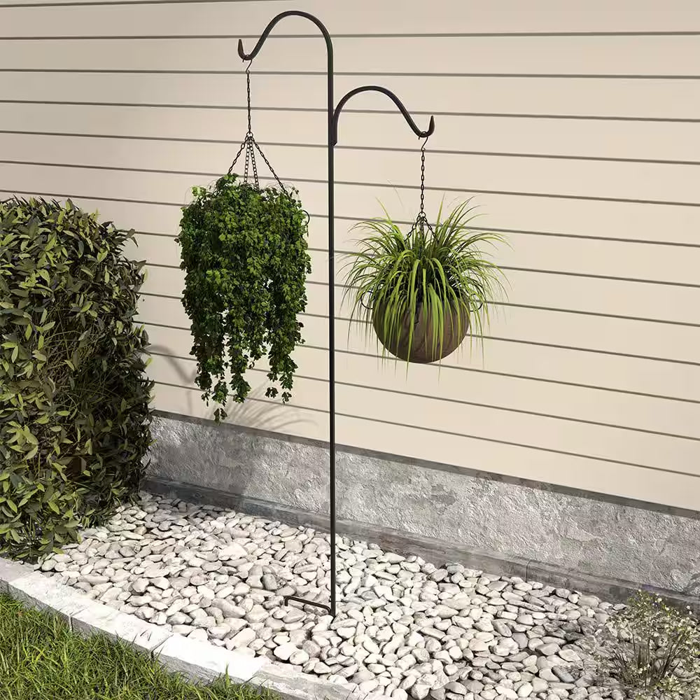 Fuchsia 84 In. Black Steel Double Shepherd Hook (15 Lbs. Max. Weight Capacity)
