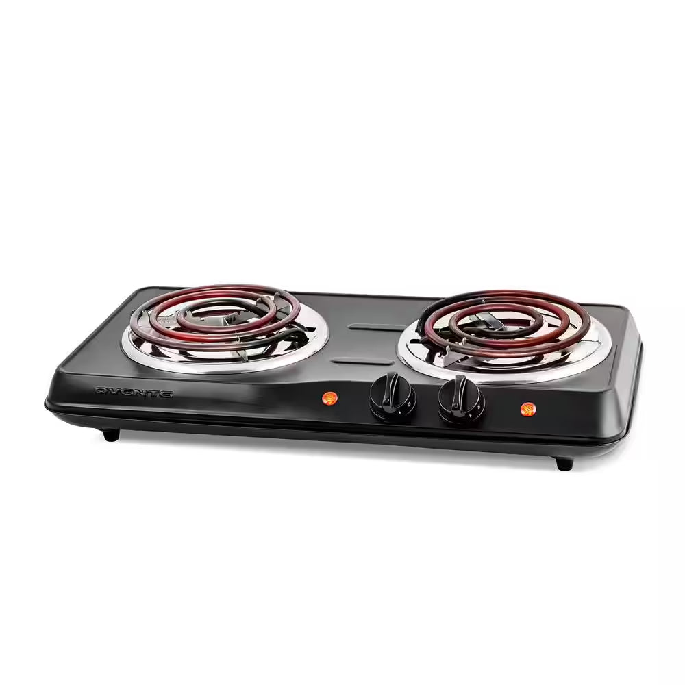 Double Coil Burner 6 In. and 5.75 In. Black Hot Plate